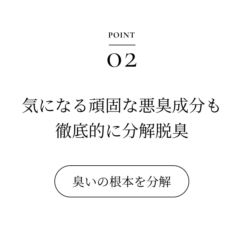 POINT02 気になる頑固な悪臭成分も徹底的に分解脱臭