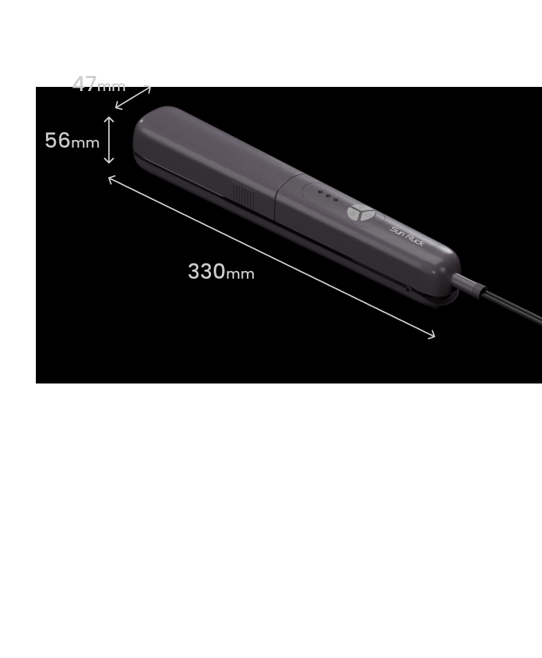 サイズ（幅×奥行×高さ）：約330×47×56mm 重量：約650g 温度調節：3段階 タンク容量：約60ml 消費電力：900W コードの長さ：2.5m