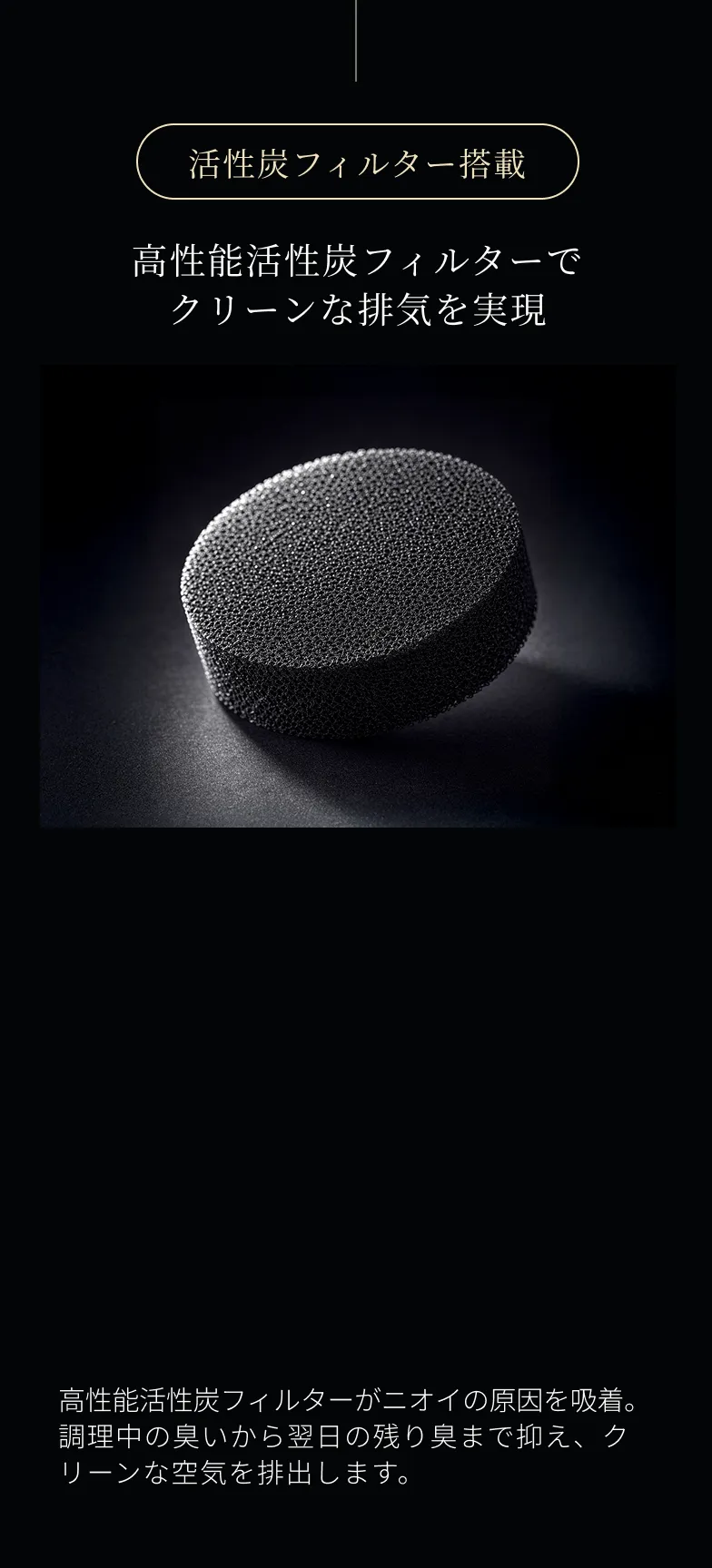 活性炭フィルター搭載